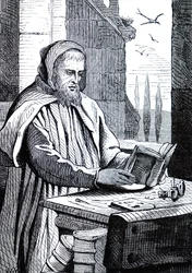 Een monnik die een manuscript verlucht