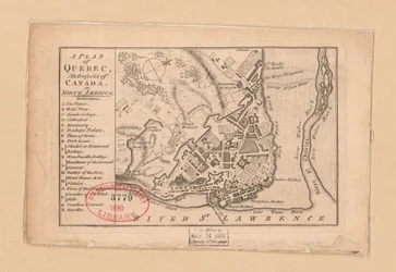 Een plan van Quebec, metropool van Canada in Noord-Amerika