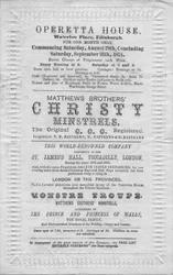 Een programma van evenementen in het Operettehuis, Waterloo Place, Edinburgh, 1874