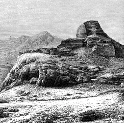 Een verwoeste tope stupa in de Khyberpas, PakistanAfghanistan, 1895