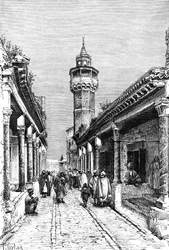 Een straat in de Suk wijk van Tunis, Tunesië, 1895