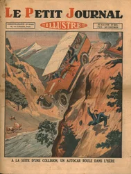 Een voertuig valt in de rivier Isere na een ongeluk, 1930