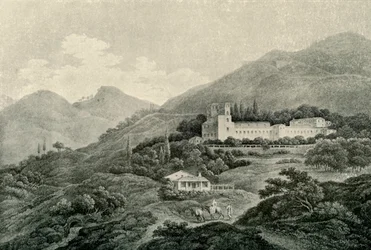 Een uitzicht op de Koninklijke Villa van de Generalife in Granada