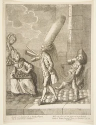 Een elegante verschijning en zijn hoge kapsel, Men zou hem een Senator geloven, Maar het is slechts een..., 1720-75