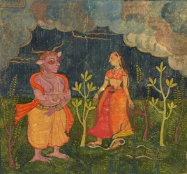 Abhisarika Nayika, folio uit een Rasikpriya