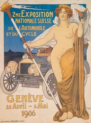 Advertentie voor de Tweede Zwitserse Nationale Auto- en Fietstentoonstelling, Genève, 1906