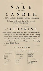 Advertentie van Verkoop bij Kaarslicht bij Lloyds, 1796