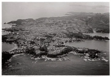 Luchtfoto van Oginohama, Japan, vanuit een Zeppelin, 1929-1933