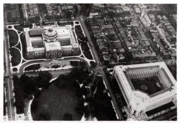 Luchtfoto van de Library of Congress, Washington DC, VS, vanuit een Zeppelin, 1928-1933