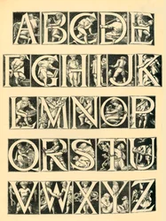 Alfabetontwerp voor tegels, 1864, 1881