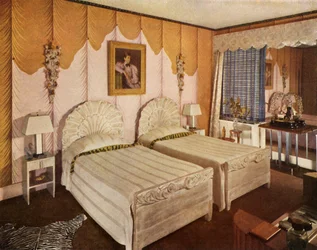 Amerikaanse slaapkamer met moderne interpretatie voor George G. Frelinghuysen, Jr.
