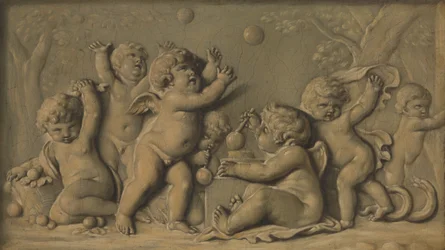 Amorini aan het spelen, een van een paar, 1770-90