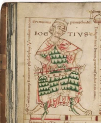 Anicius Manlius Severinus Boethius uit: De institutione musica door Boethius, 12e eeuw