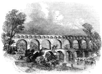 Aquaduct van Nîmes bij de Pont du Gard, Frankrijk, 1886