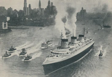 Aankomst in New York van de Normandie, 1936