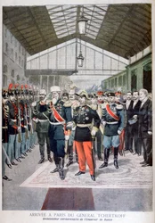 Aankomst van generaal Tchertkoff Chertkov, Russische ambassadeur in Frankrijk, Parijs, 1895