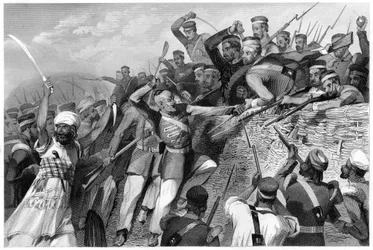 Aanval van de muiters op de Redan-batterij in Lucknow