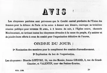 Avis, uit Franse politieke posters van de Parijse Commune