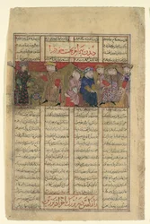 Bahram Chubina Ontmoet een Dame die zijn Lot Voorspelt, Folio uit een Shahnama