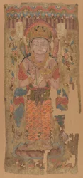 Banier met Bodhisattva, mogelijk Mahamayuri, 9e-10e eeuw
