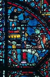 Slag om een stad, glas-in-lood, Kathedraal van Chartres, Frankrijk, ca. 1225