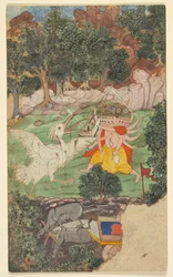 Slag van Ravana en Jatayu, uit sarga hoofdstuk 49 van het Aranya-kanda Boek van het Bos, ca.