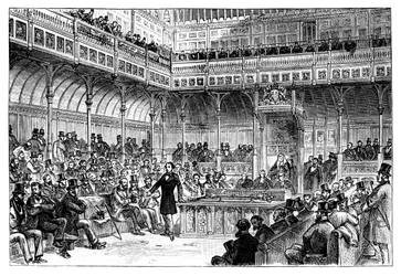 Benjamin Disraeli introduceert zijn hervormingswet in het Lagerhuis