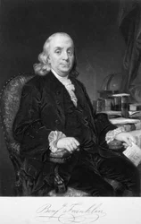 Benjamin Franklin, Amerikaanse wetenschapper, uitvinder en staatsman, eind 18e eeuw