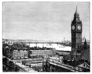 Big Ben en de Houses of Parliament, Westminster, Londen, 1870