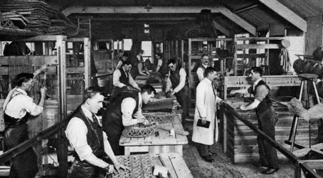Blinde mattenmakers van St Dunstans, Londen, 1926-1927