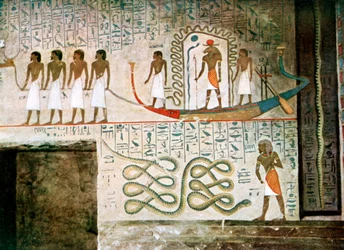 Bootscène, graven van de edelen, Thebe, Egypte