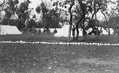 Brits legerkamp bij de Yamuna-rivier, India, 1917
