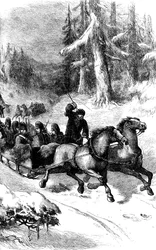 Britse troepen vervoerd door Canada in de winter, ca. 1860s ca. 1880