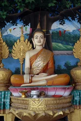 Boeddhabeeld in een Khmer-tempel. Cambodja