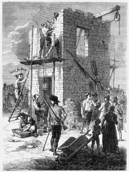 Bouw van een Chappe telegraafstation, ca. 1793