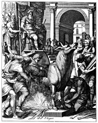 Stier van Phalaris, tiran van Agrigentum, Sicilië, ca. 570 v.Chr., 16e eeuw