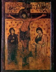 Byzantijns icoon van de Kruisiging
