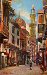 Caïro: Boulacstraat en Moskee van Aboul-Ela, ca. 1918-1939
