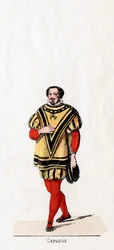 Capucius, kostuumontwerp voor Shakespeares toneelstuk, Henry VIII, 19e eeuw