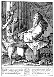 Karikatuur van George Frideric Handel 1685-1759, 1754