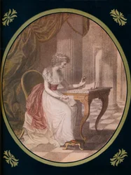 Caroline van Litchfield, mediterend over Waldsteins schilderij, ca. 1780s, 1910