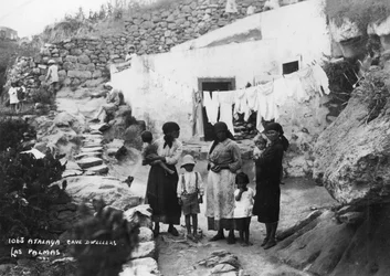 Grotbewoners, Atalaya, Las Palmas, Gran Canaria, Canarische Eilanden, Spanje, ca. 1920-1930