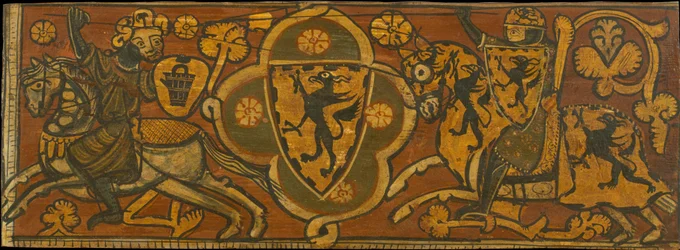 Plafondpaneel met een gevecht tussen een christelijke ridder en een moslim