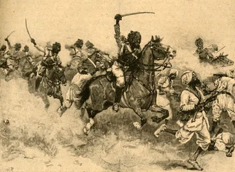 Aanval van de cavalerie bij de Slag bij Miani Meeanee, Sindh, India, 1843 c1890