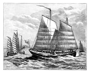 Chinese boten in de Canton rivier, 19e eeuw