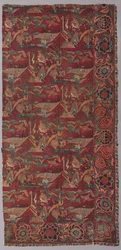 Chintz bedsprei of wandkleed met een Japans geïnspireerd patroon, rechterhelft, eerste helft 18e eeuw