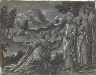 Christus en de overspelige vrouw (recto), ca. 1600