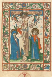 Christus aan het kruis met engelen, 1483