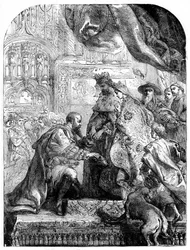 Christoffel Columbus ontvangen door Ferdinand en Isabella in Barcelona