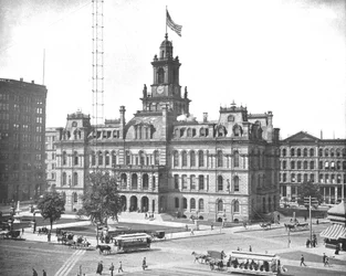 Stadhuis, Detroit, Michigan, VS, ca. 1900